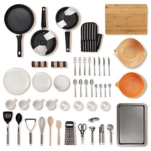 noah Das Sous Chef Standard Küchen Set – Enthalten Topfset, Küchenutensilien, Küchenzubehör (Geschirr-Set für 4 Personen)
