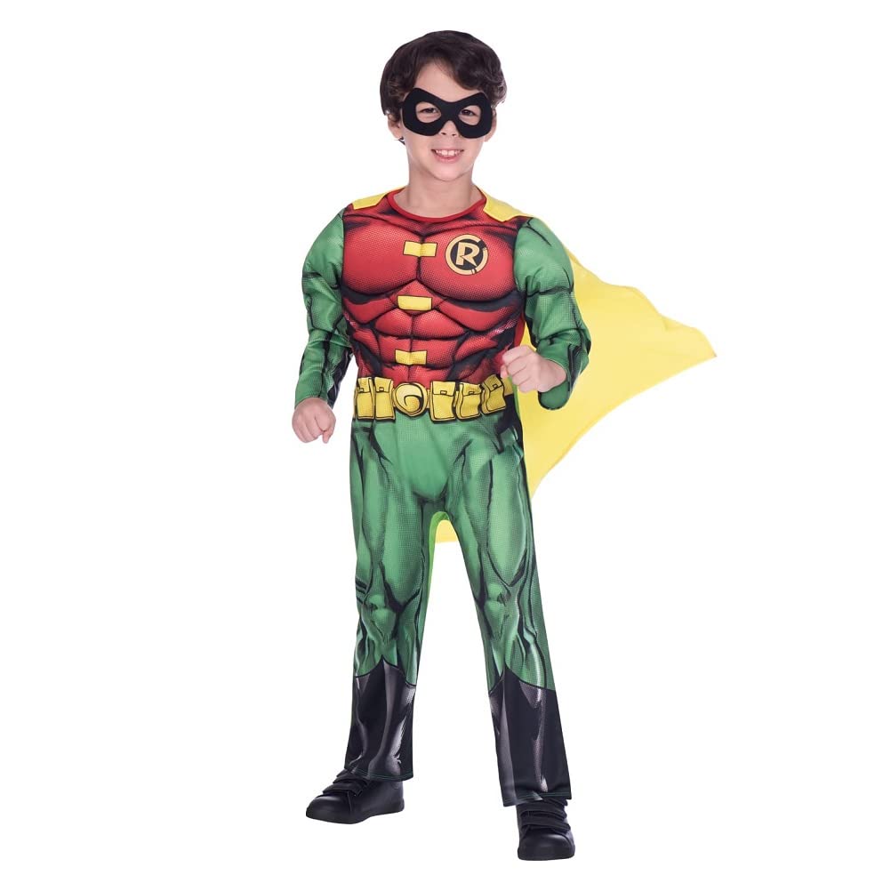 amscan 9906092 Child Boys Officially Licensed Classic Musclesuit Robin Fancy Dress Costume 8-10 Years