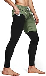 Men's 2 in 1 Running Pants, Gym Workout Compression