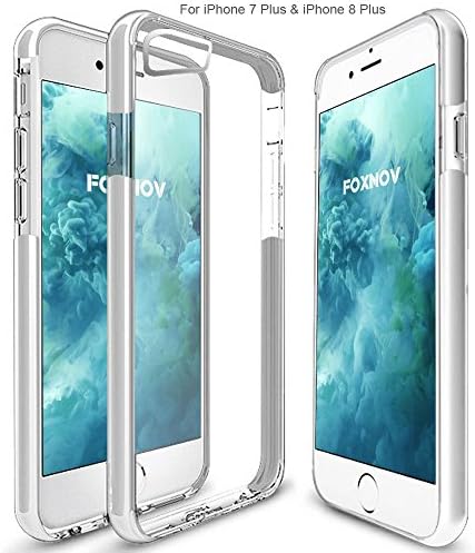 FOXNOV iPhone 8 Case, iPhone 7 Case, iPhone 7 / 8 Shock Absorption Case Crystal Clear Cover Slim Soft Touch Durable Protective TPU Case with Bumper (White)