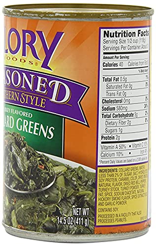 Glory Foods Seasoned Collard Greens in Turkey Broth, 14.5 oz (Pack of 4) - Authentic Southern Soul Food
