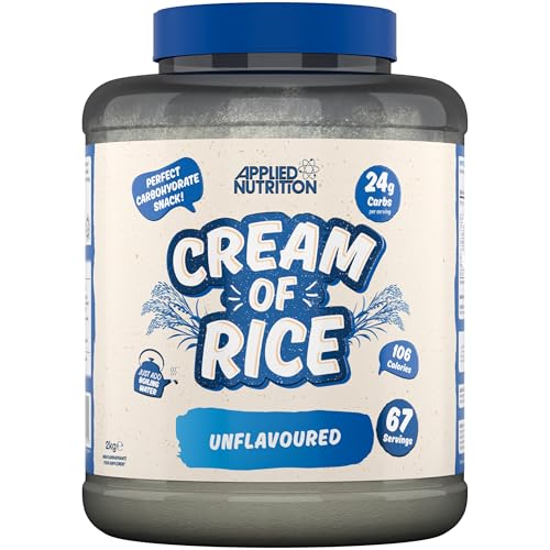Applied Nutrition Cream of Rice - High Carbohydrate Cream of Rice Supplement, Source of Energy for Breakfast & Snacks, Easy to Digest, Low Sugar, Low Fat, Vegan, 2kg (Unflavoured)