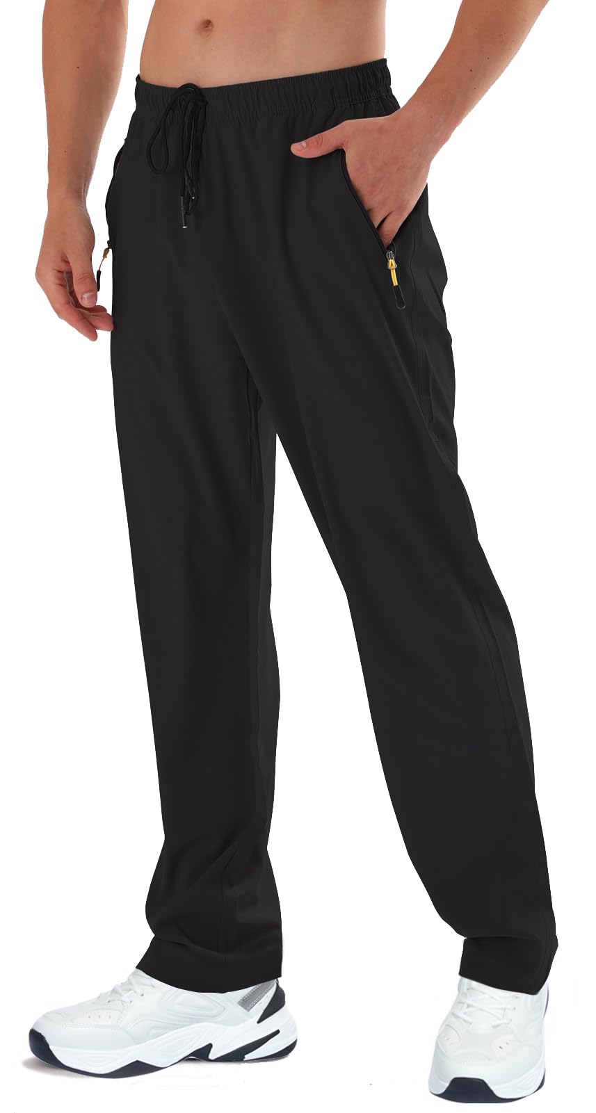 Photo 1 of Athletic Pants for Men Water Resistant Quick Dry Lightweight Polyester Workout Warm Up Hiking Sweatpants with Pockets Black