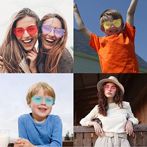 KOWVOWZ Heart Shaped Sunglasses for Women, Transparent Candy Rimless Sunglasses, Fashion Heart Shaped Glasses for Party Favor (10Pcs)