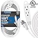 K KASONIC - 100-Feet 3 Outlet Extension Cord, UL Listed, 16/3 SJTW 3-Wire Grounded, 10 Amp 125 V 1625 Watts, Multi-Outlet Indoor/Outdoor Use, White