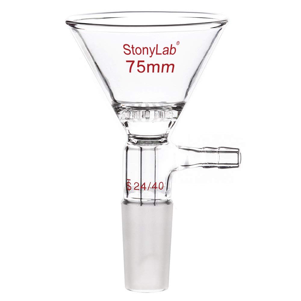 stonylab Borosilicate Glass Filter Funnel with 75mm Top Outer Dimension, 24/40 Inner Joint Glass Filtering Funnels