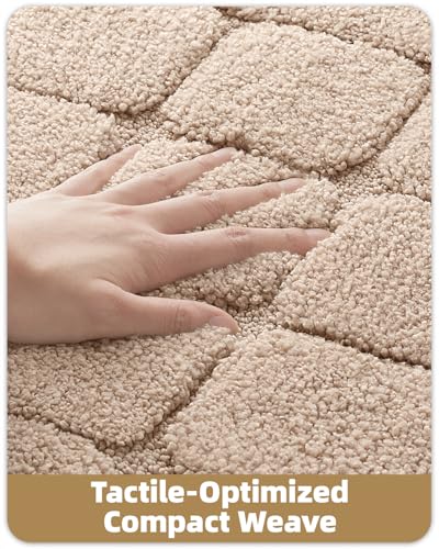 Color&Geometry Beige Bathroom Rugs Non Slip Washable 44x76 cm, Luxury Absorbent Bath Mats for Bathroom Floor, Sink, Bathtub, Thick Soft Shower Mat Outside Shower