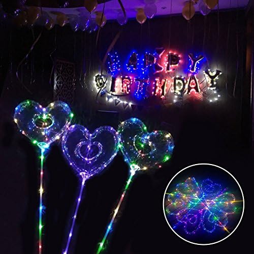 19.69 Inch Handheld Transparent Heart-Shaped Bobo Balloon With LED Light Musical Handle, Great for House Decorations, Wedding and Party Decoration, Reusable, Don't Need the Helium