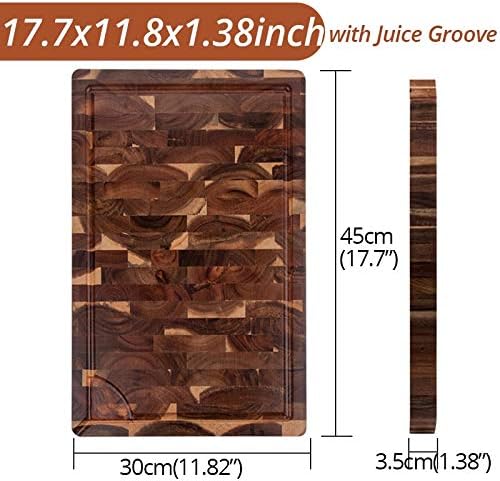 NTMD Chopping board cutting boards kitchen meat Chopping board,EXTRA LARGE Cutting Board, Rectangle End Grain Butcher Block, Kitchen Chopping Boards, Acacia Wood, 18 x 12 x 1.4 Inch