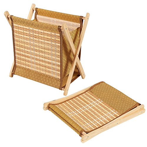 Magazine Holder Baskets - 2-Pack - Newspaper Rack - Foldable Bins Suitable for Bathrooms, Living Rooms, Bedrooms, Office | Brown, 12.6 x 13.5 x 8.25 Inches