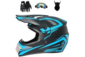 Senhill Motocross Helmet Dirt Bike Helmet Motorcycle Full Face Helmet with Gloves Goggles Mask for Unisex Adult Youth DOT / FMVSS 218 Approved