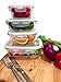 [4-Pack]Glass Meal Prep Food Storage Containers Spill Proof Heat Resistant By Upicc Airtight Snap Locking Lids Stain Proof Glass BPA Free Packaged In a Insulated Lunch Bag