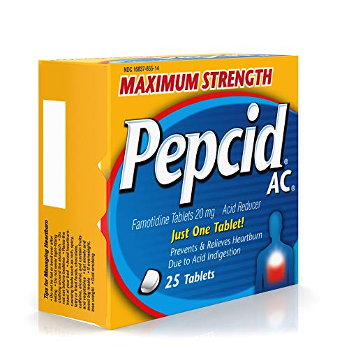 PEPCID AC MAXIMUM STRENGTH, 20 MG FAMOTIDINE FOR HEARTBURN PREVENTION & RELIEF, 25 CT