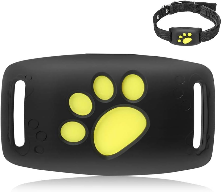 Pet Mini GPS Tracker Dogs, Cats Activity Tracker Positioning Anti-Lost Device Real Time Locator Finder Waterproof Adjustable Collar Free APP Black