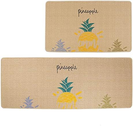 HiiARug Kitchen Mats and Runner, Cushioned Kitchen Floor Mats Anti-Fatigue Kitchen Rugs Set of 2 Waterproof & Washable Non Slip Comfort Mats (18"x30"+18"x48", Pattern 3)