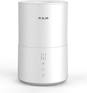 MiLin Humidifier, Germ Free Cool Mist Humidifier with Air Sterilization, Essential Oil Tray, Whisper-Quiet and Easy Clean 2L 20H Humidify