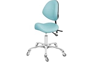 ANTLU Saddle Stool Dental Hygienist Chair with Back Support, Rolling Esthetician Saddle Stool for Lash Salon Tattoo Shop Spa Dentist Clinic (with Backrest, Cyan)