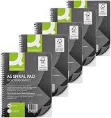 Q-Connect Executive A5 Plus 80 Leaf Ruled Feint and Margin Spiral Pad Pack of 5