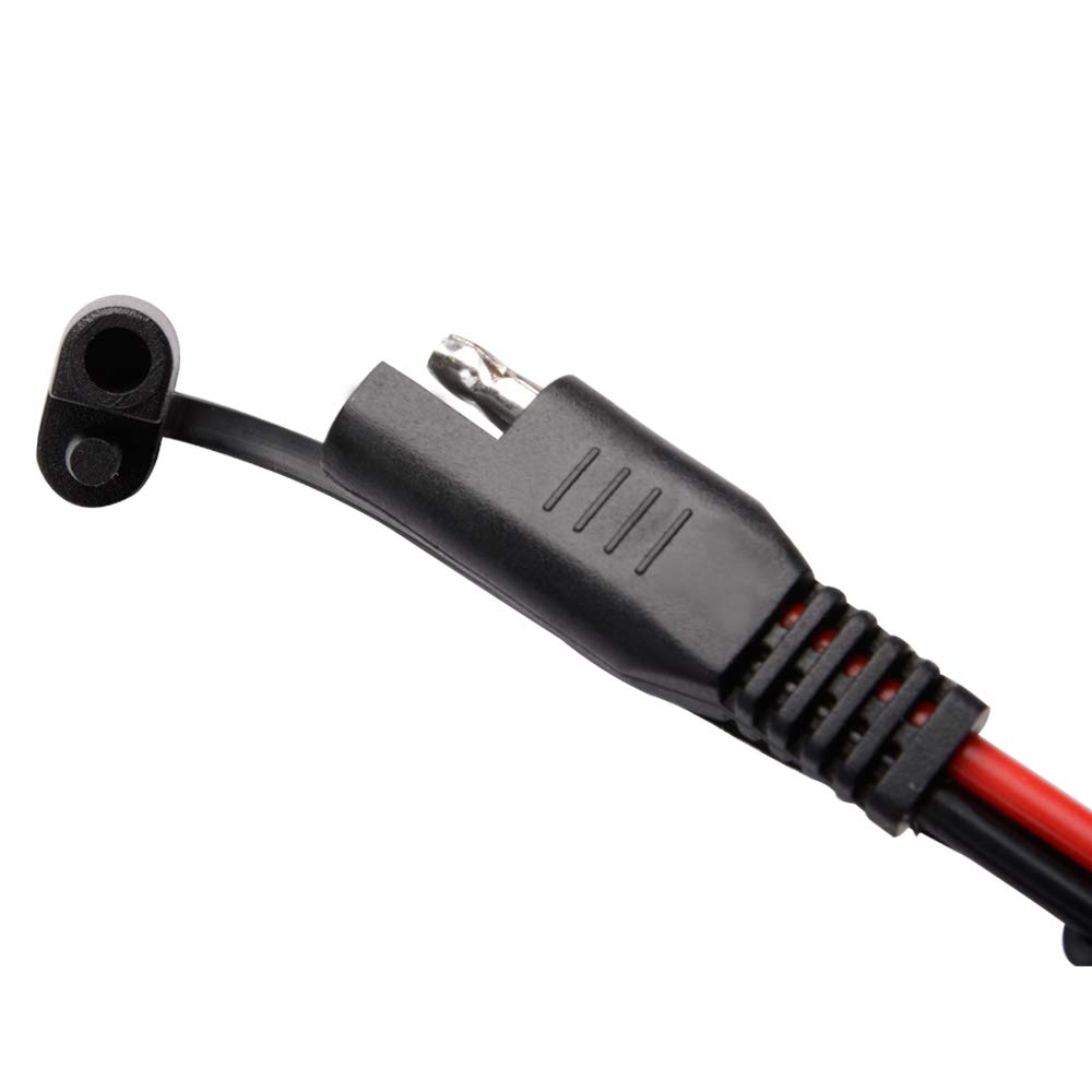 FICBOX 12FT SAE to SAE Connector Extension Cable 16AWG 2 Pin Wire With Dust Cap for Solar Panel Battery Charge