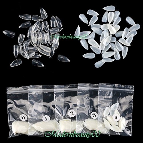 Baisidai 600pc Oval Stiletto Pointy Full False Nail Tips Almond Shape Acrylic Gel Claw#3-019#Natural