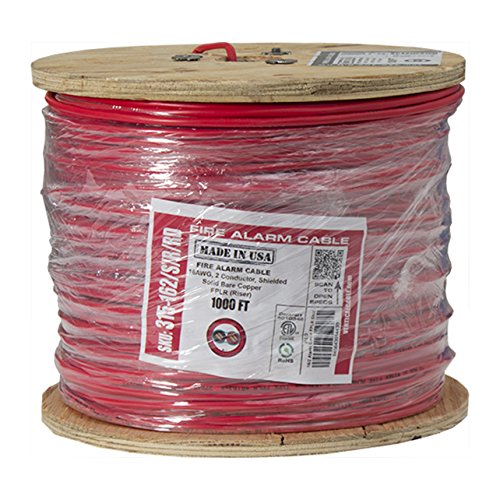 Vertical Cable Fire Alarm Cable, 16 AWG, 2 Conductor, Solid, Shielded, FPLR (Riser), 1000ft Spool, Red - Made in USA - Thumbnail 4