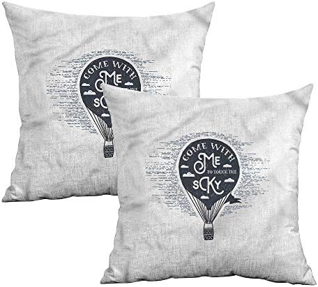Khaki home Love Square Zippered Pillowcase Retro Hot Air Balloon Art Square Pillowcase Covers Cushion Cases Pillowcases for Sofa Bedroom Car W 20" x L 20" 2 pcs