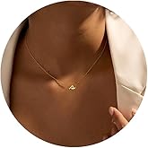 MOMOL Small Initial Necklace for Women 18K Gold Plated Stainless Steel Cursive Script Tiny Letter Necklace Personalized Name Necklace