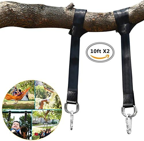 10ft Tree Swing Hanging Straps Kit Holds 4400 lbs,10ft Extra Long Straps with Safer Lock Snap Carabiner Hooks for Tree Swing &amp; Hammocks,Perfect For Swings,Carry Pouch Easy Fast Installation