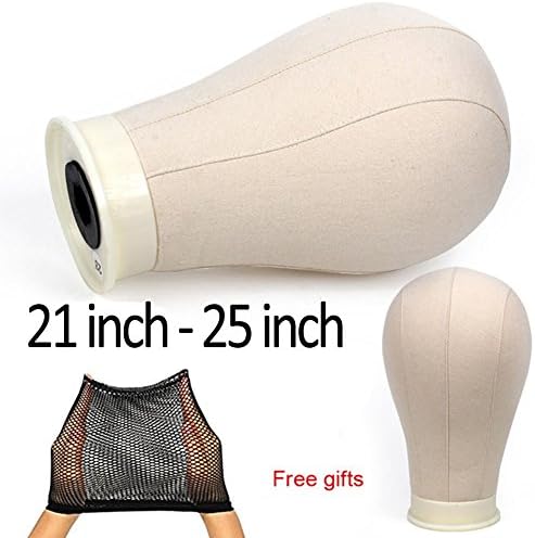 21 22 23 24 25 Cork Canvas Block Head Model Manequin Head Wig Display With Mount Hole Plate for Fixing Wigs / Hats Block Stand (21")