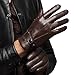 Men's Warm Lambskin Genuine Leather Gloves For Men Winter Driving Brown L