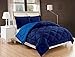 Elegant Comfort All Season Comforter and Year Round Medium Weight Super Soft Down Alternative Reversible 3-Piece Comforter Set, Full/Queen, Navy Blue/Light Blue