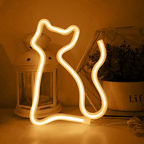 Colording Neon Lights LED Cat Signs Wall Light Room Decor Night Lights for Children Baby Room Hose Bar Wedding Party Decoration-YELLOW CAT
