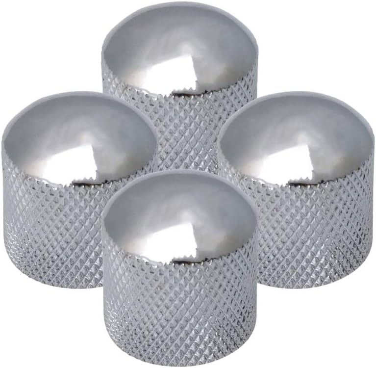 Yibuy 3/4"" Chrome Metal Control Knobs Volume Control Knob for Electric Guitar or Bass Set of 4