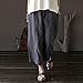 Aeneontrue Women's 100% Linen Capri Pants Casual Patchwork Cropped Trousers with Elastic Waist Gray L