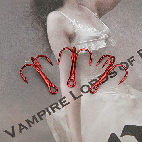 Angeln Drillingshaken, 100 Stück Rote Drillingshaken Angelhaken aus Kohlenstoffstahl Angelhaken Angelzubehör – Bild 5