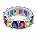 JINAO Iced Out Rainbow CZ Mens Bling Ring