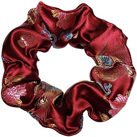 Chinese Dragon Satin Scrunchies Premium Brocade Many Colors Ponytail Holder Scrunchie King Made in the USA