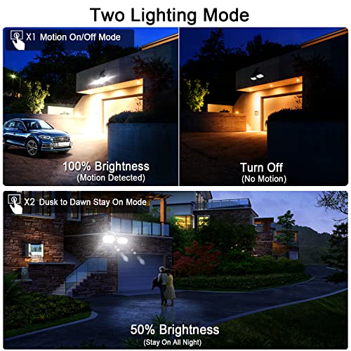 EMANER Motion Solar Lights Outdoor, Solar Floodlight, Stay On or Motion