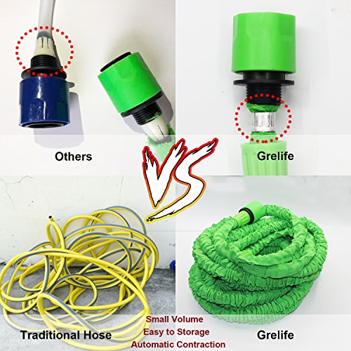 Grelife Garden Hose Expandable Hose 75ft Flexible Water Hose with Extra Strength Fabric and 7 Function Spray Nozzle for Watering, Washing, Cleaning