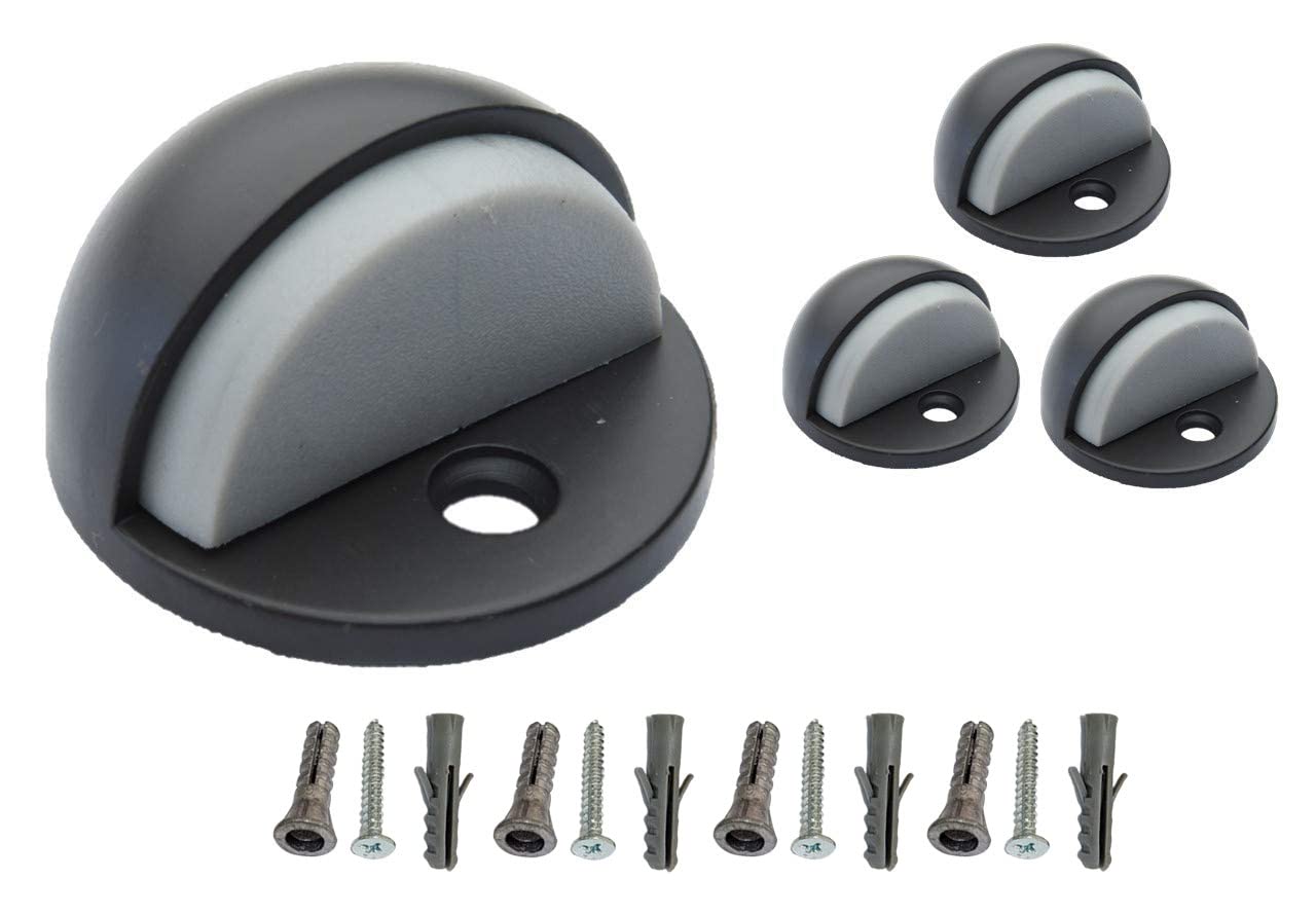QCAA Low Dome Floor Door Stop, H 25.4 x Diameter 44.5mm, Zinc Die Cast, ORB Oil Rubbed Bronze, Powder Coated, Made in Taiwan, 4 Pack