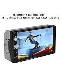 Unidad principal estéreo para auto con pantalla táctil doble Din mejorada de 7 pulgadas con cámara trasera y control de volante gratis y herramientas de ajuste del auto y soporte de control remoto Receptor de audio con enlace de espejo (Negro)