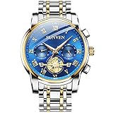 SUNVEN Orologi da uomo blu Orologi al quarzo impermeabili in acciaio con quadran