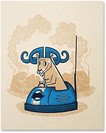 Bumper Car Print / Ram Print / Funny Animal Print / Animal Wall Art / Horny Ram Print / Home Decor / 8 x 10 /