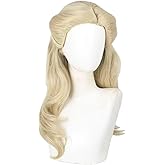 Womens Cosplay Wig Halloween Witch Wigs Gold Long Curly Hair Wavy Wigs Cosplay Props