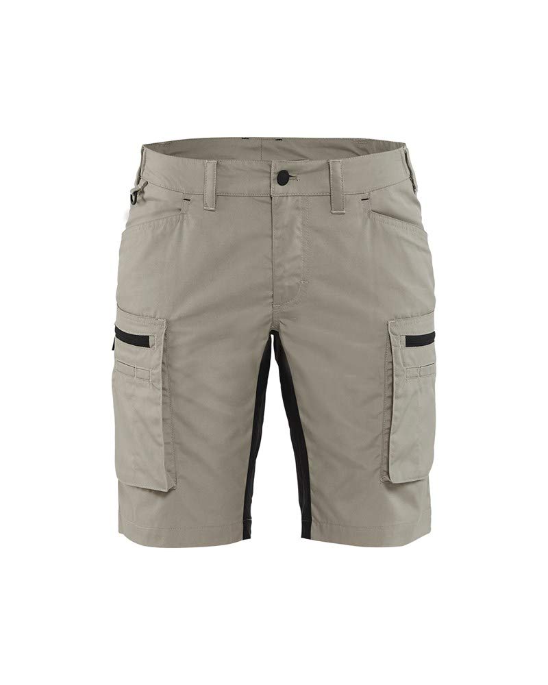 Blaklader Ladies Service Short with Stretch Panels and Elasticated Waistband, Stone/Black, Size C30/32