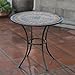 Contemporary Round Outdoor Bistro Table Mosaic Design Table Top With Steel Legs Framed With Black Finish