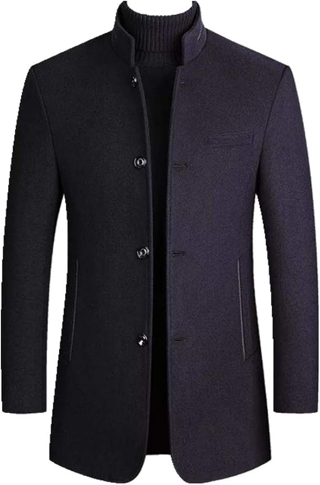 Men's Tweed Coat Men's Trench Coat Jacket，Middleaged Dad's Coat，collar