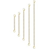 5Pcs Gold Stainless Steel Necklace Extender Chain Necklace Extenders for Bracelet Anklet Stainless Steel Chain Extenders for Jewelry Making (2in 3in 4in 5in 6in)