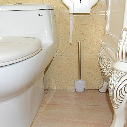 Greenour Toilet Brush 304# Stainless Steel Toilet Bowl Brush Strong Bristles Toilet Bowl Cleaning Brush for Bathroom Toilet with 2 Replacement Brush Head - Thumbnail 5