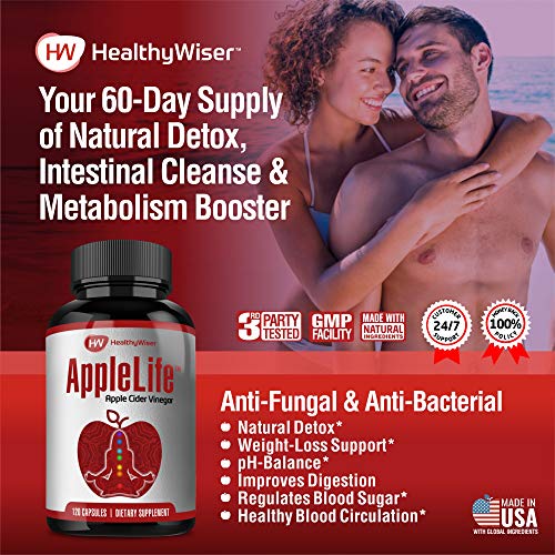 image for HealthyWiser Apple Cider Vinegar Capsules 1000mg - 100% Natural Non-GM
